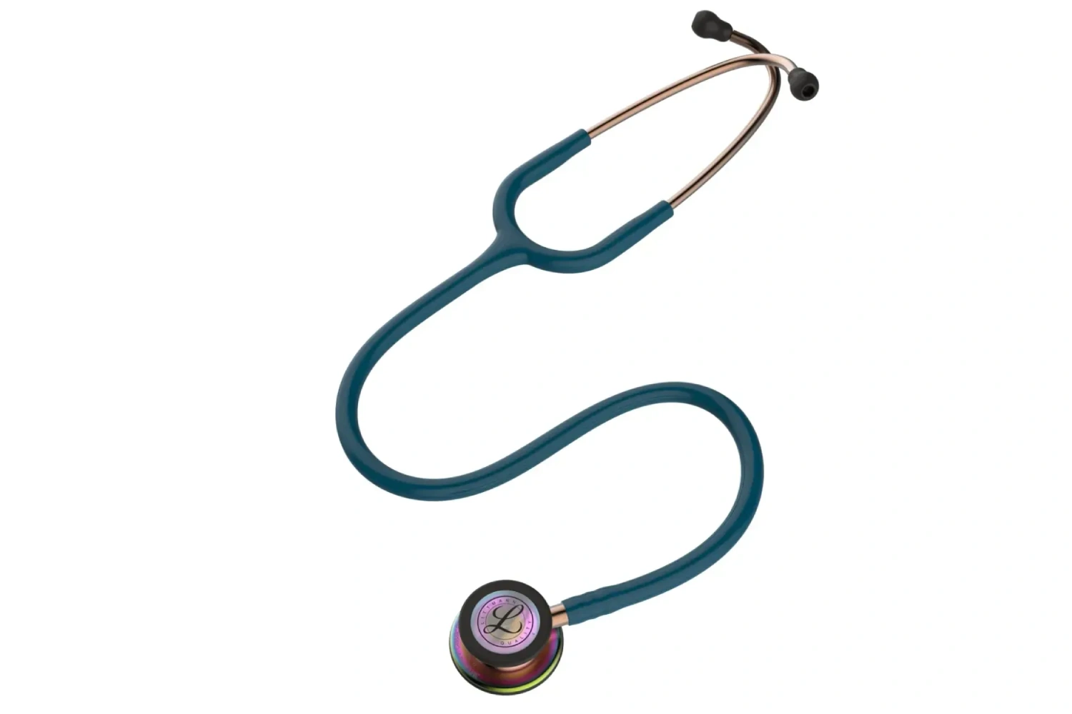 Close em estetoscópio Littmann azul, destacando detalhes que ajudam a responder se estetoscópio Littmann é bom